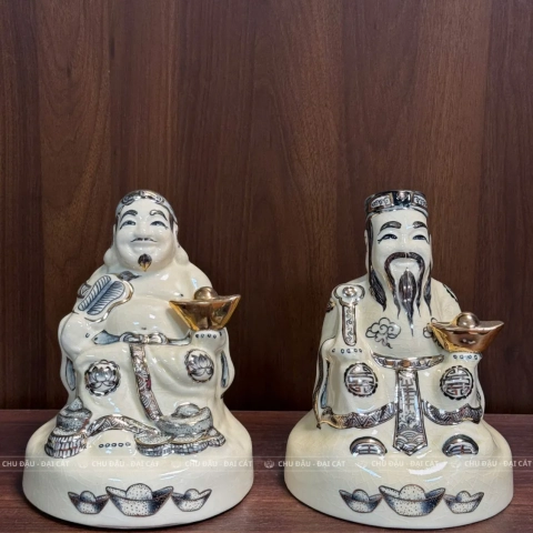 Tượng Ông Thần Tài + Ông Thổ Địa Vẽ Vàng 24K